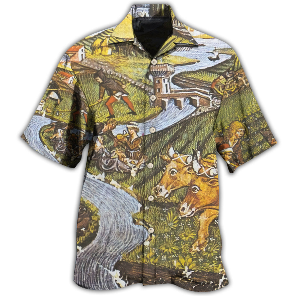 Vintage Farm Agriculture Hawaiian Shirt For Resort Trips, Coastal Parties, And Warm Weather Style