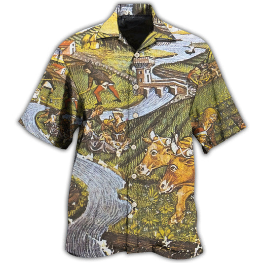 Vintage Farm Agriculture Hawaiian Shirt For Resort Trips, Coastal Parties, And Warm Weather Style