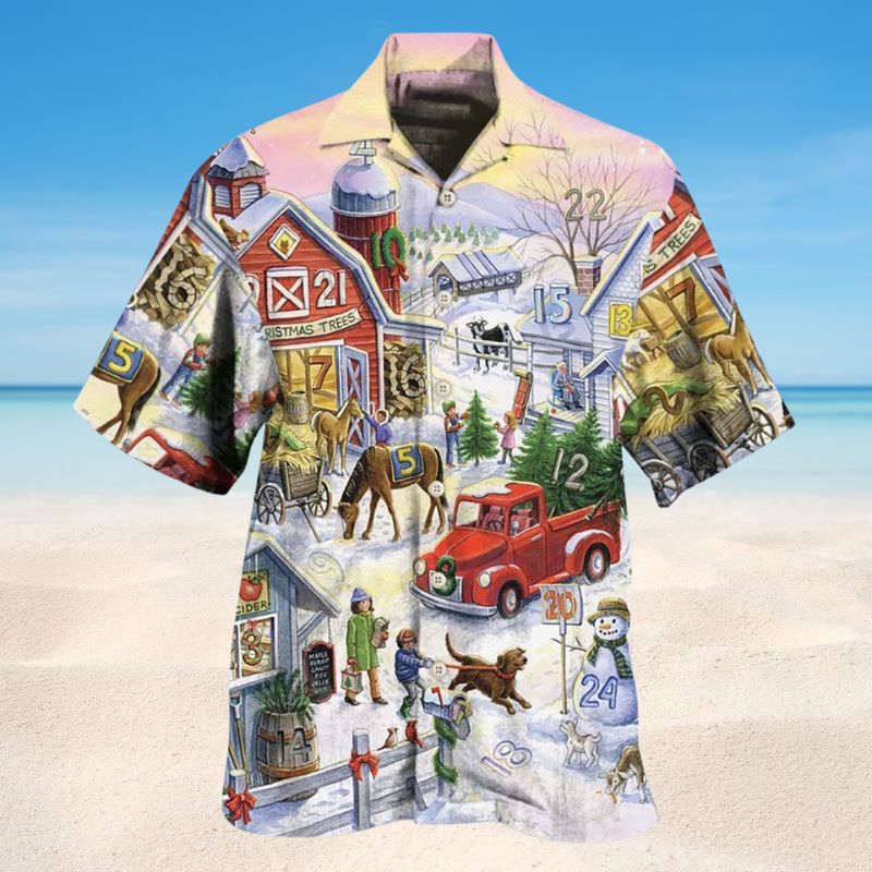 Farm Animals Christmas Hawaiian Shirt For Holiday Parties, Tropical Vacations, And Festive Gift Giving