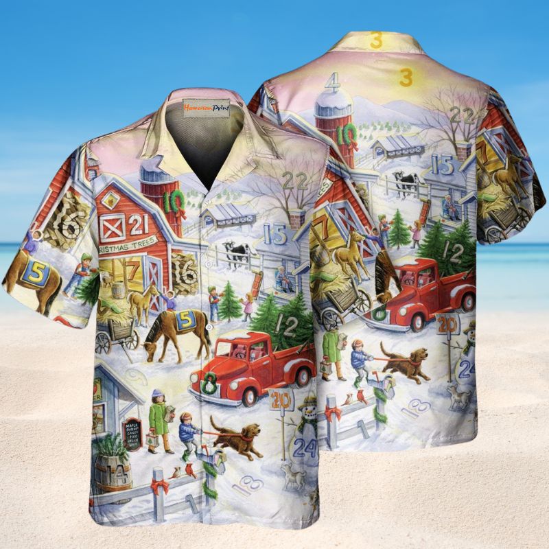 Farm Animals Christmas Hawaiian Shirt For Holiday Parties, Tropical Vacations, And Festive Gift Giving