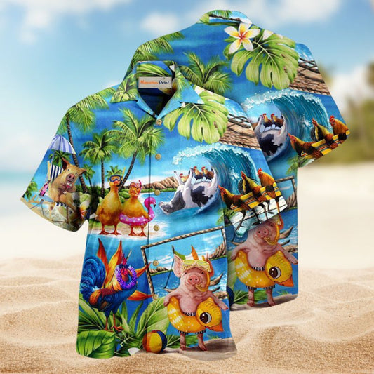 Farm Animals Stay Hawaiian Shirt For Beach Days, Summer Outings, And Thoughtful Gift Giving