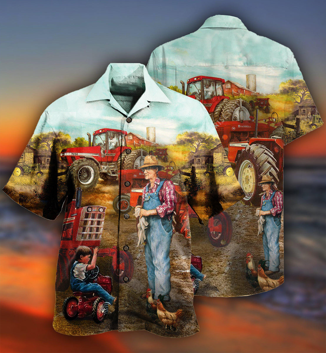Farm Awesome Fatherhood Hawaiian Shirt Design View For Casual Summer Styling