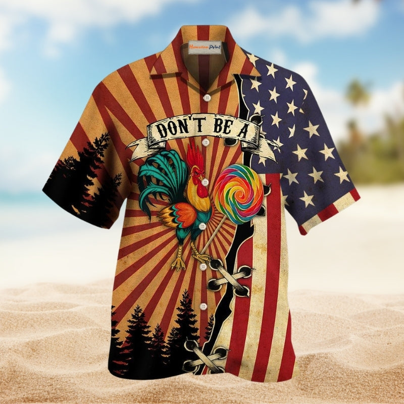 Playful Farm Rooster Lollipop Hawaiian Shirt For Summer Vacation Beach Travel And Relaxed Casual Wear