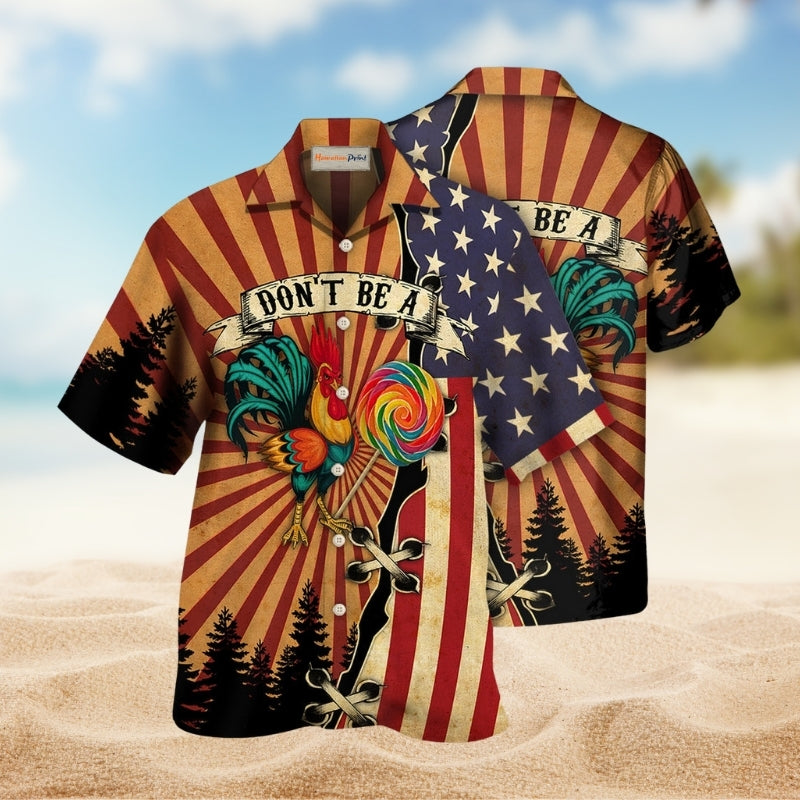 Playful Farm Rooster Lollipop Hawaiian Shirt For Summer Vacation Beach Travel And Relaxed Casual Wear