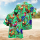Farm Chicken Green Hawaiian Shirt For Summer Vacation, Beach Travel, And Casual Wear