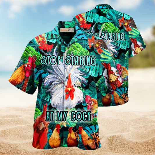Farm Chicken Stop Staring Rooster Hawaiian Shirt For Tropical Holidays, Outdoor Gatherings, And Everyday Comfort