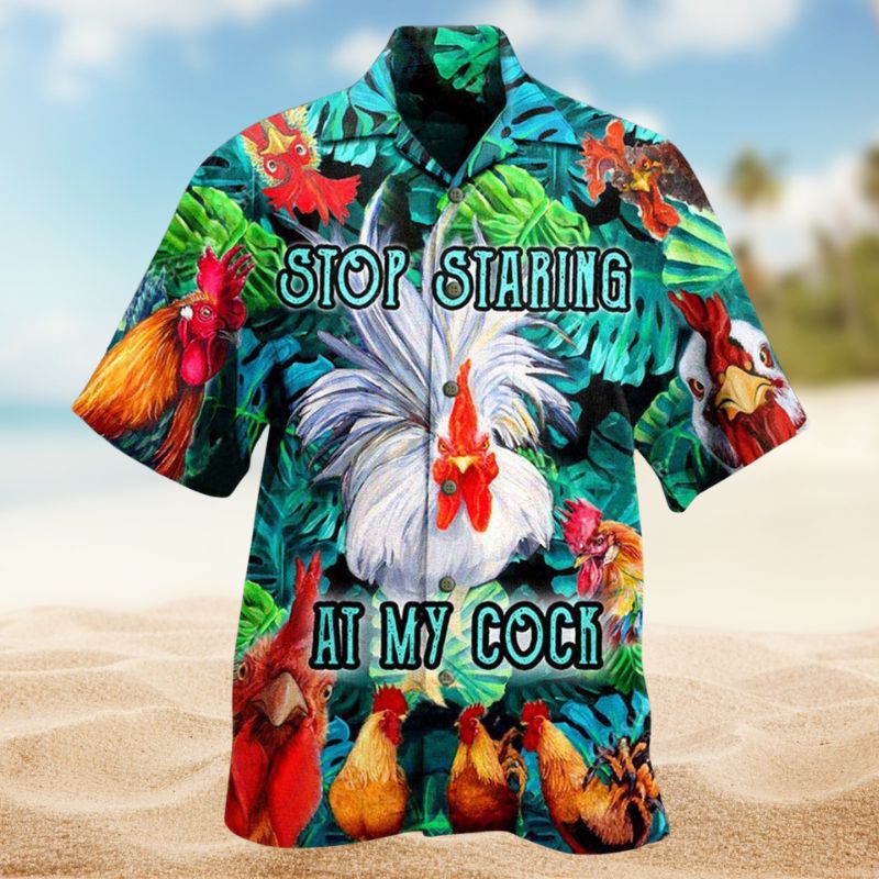 Farm Chicken Stop Staring Rooster Hawaiian Shirt For Tropical Holidays, Outdoor Gatherings, And Everyday Comfort