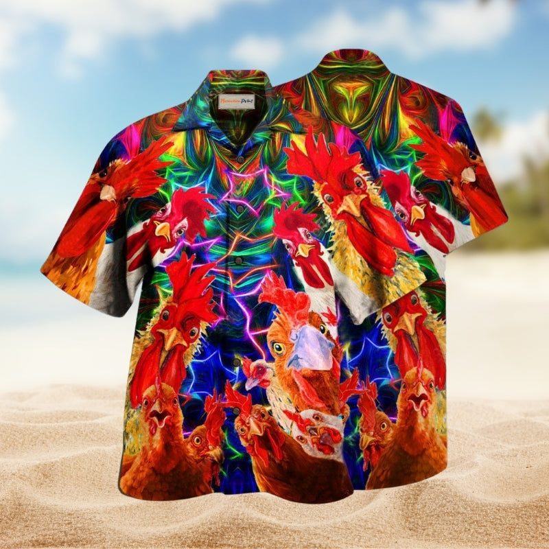 Playful Farm Chickens Hawaiian Shirt For Summer Gatherings Island Travel And Comfortable Casual Wear