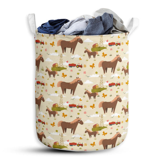 Horse Love My Farm Laundry Basket For Bathroom Bedroom Storage