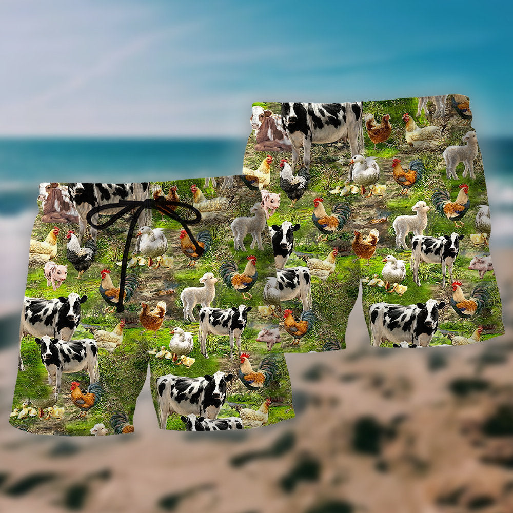 Farm To Table Fresh Farm Life Beach Shorts Pattern View For Coastal Holidays And Casual Activities
