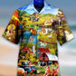Farm Animals Village Hawaiian Shirt Pattern Detail For Summer Holidays And Outdoor Fun