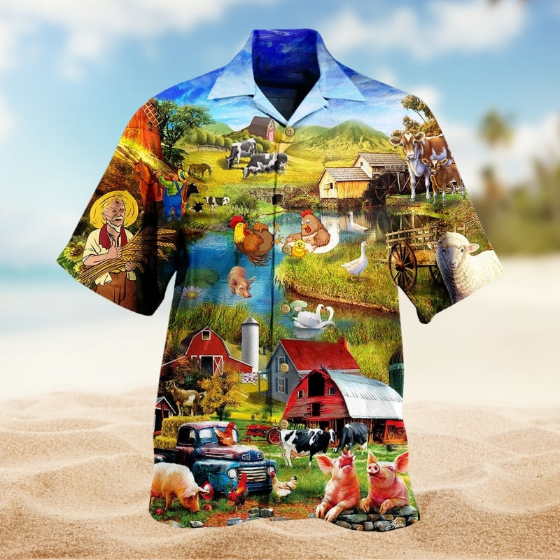 Funny Barbecue BBQ Beer Meat Pork Chicken Pit Hawaiian Shirt Front Pattern View For Warm Weather Events