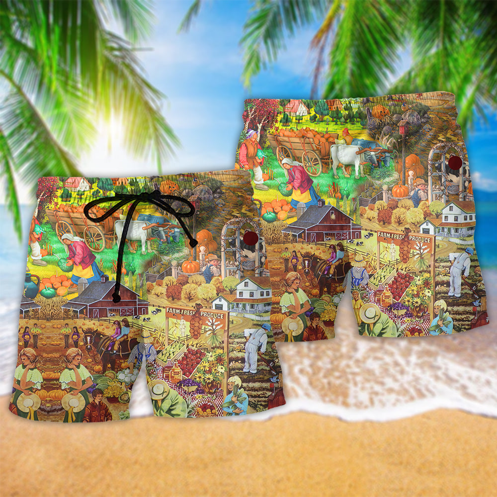 Peaceful Farmer Beach Shorts Pattern Detail For Sunny Day Activities And Casual Outdoor Comfort