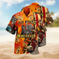 Farm Skull Chicken Fire Hawaiian Shirt For Summer Vacation, Beach Travel, And Casual Wear