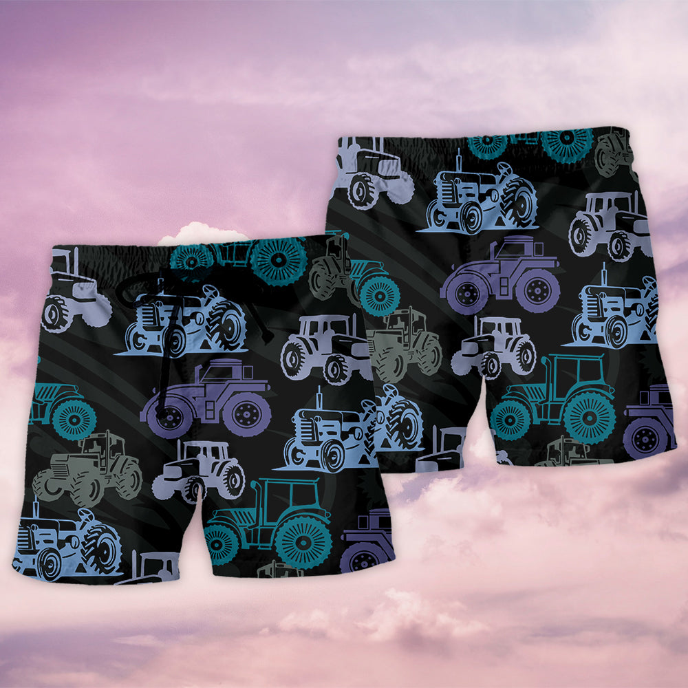 Farm Tractor Farmer Beach Shorts Design Detail For Coastal Escapes And Daily Wear