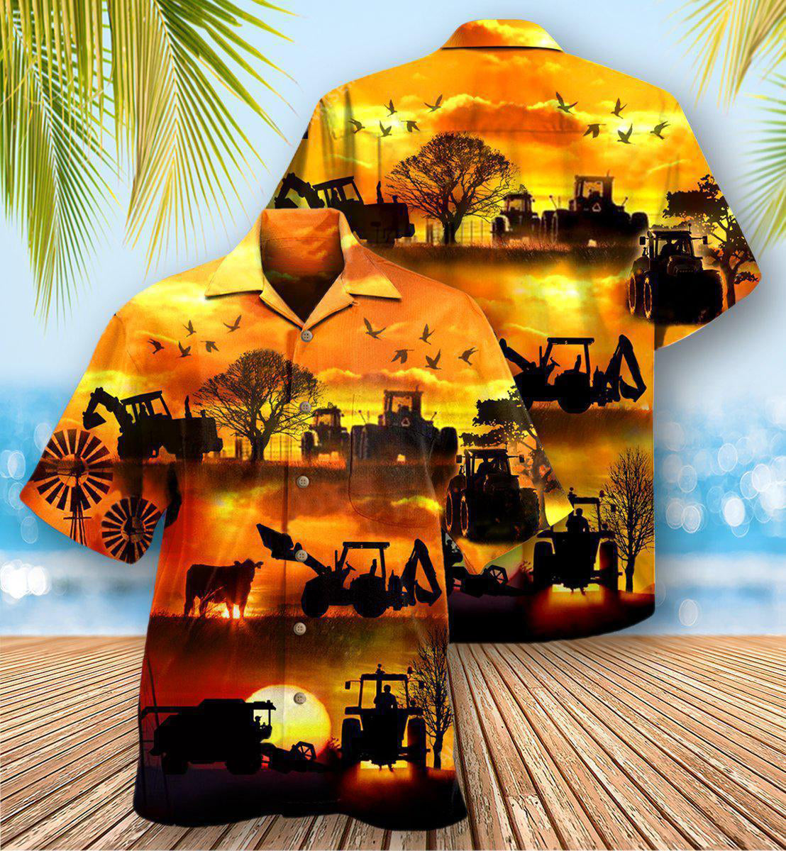 Farm Til Job Done Hawaiian Shirt Artwork Detail For Resort Trips And Outdoor Activities