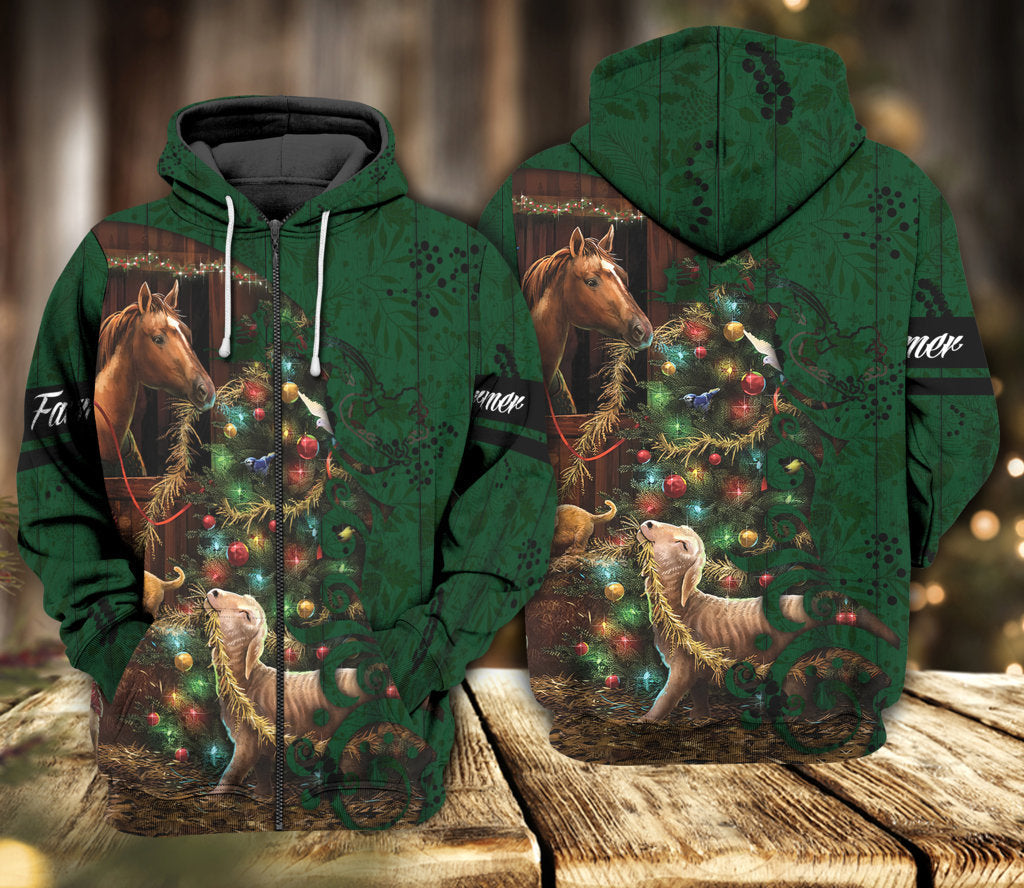 Farm Love Christmas Holiday Hoodie For Winter Streetwear Christmas Travel And Seasonal Home Gatherings