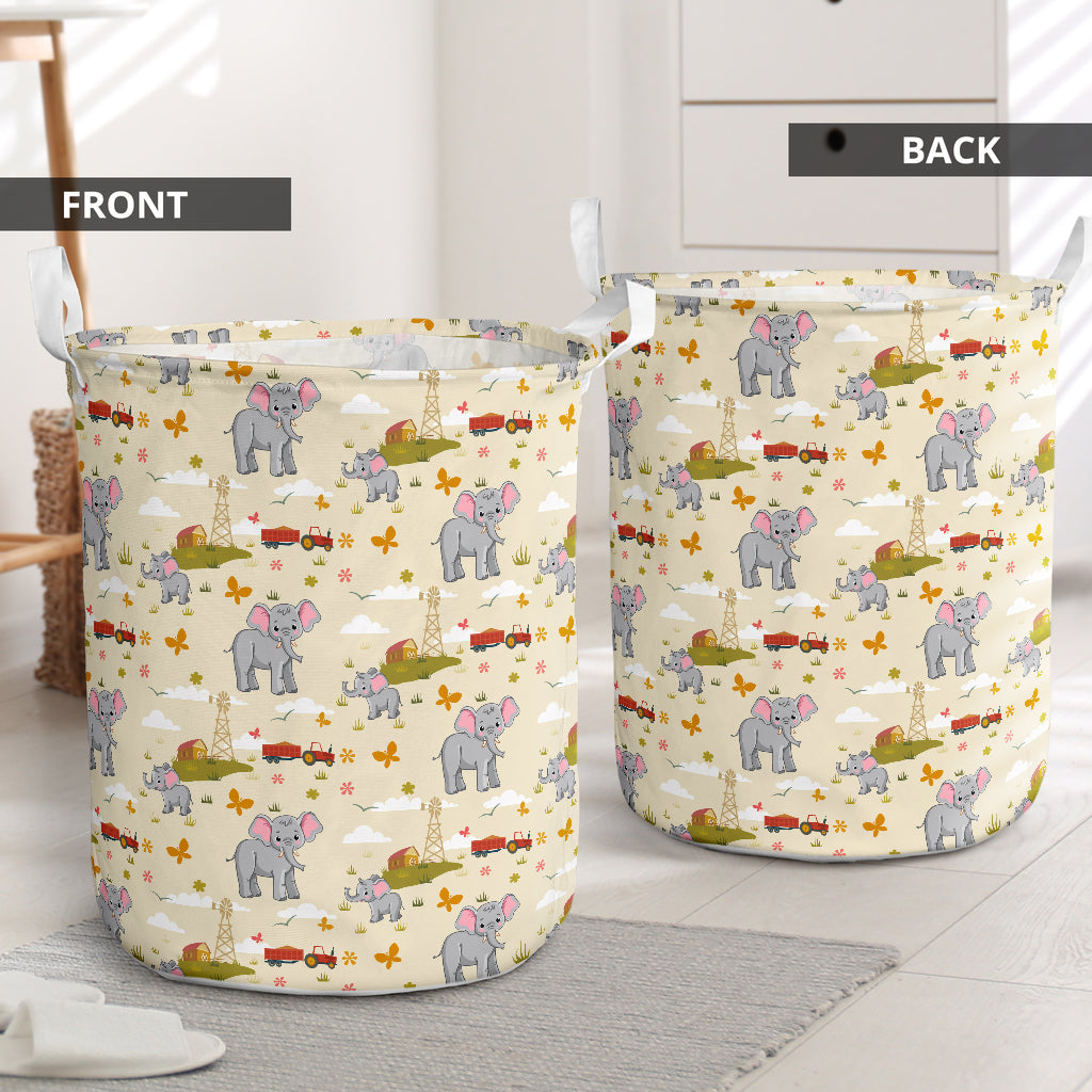Elephant Love My Farm Laundry Basket For Room Home Organizer