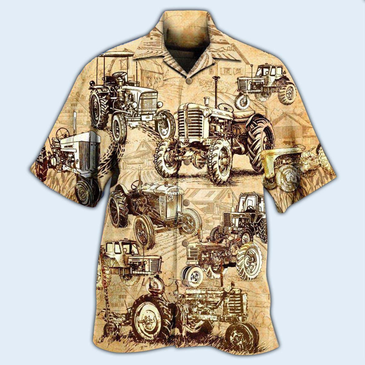 Farm Tractor Hawaiian Shirt With All Over Print For Tropical Getaways Outdoor Fun And Everyday Wear