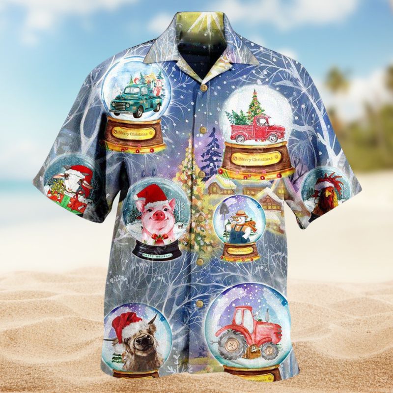 Farmer Christmas Funny Global Hawaiian Shirt For Summer Vacation Beach Travel And Relaxed Casual Wear