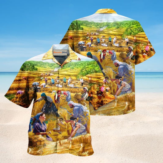 Farmer Happiness Is Harvesting Hawaiian Shirt For Summer Vacation Beach Travel And Relaxed Casual Wear