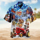 Farmer Merry Christmas Hawaiian Shirt For Warm Weather Outing, Summer Road Trip, And Thoughtful Gifting