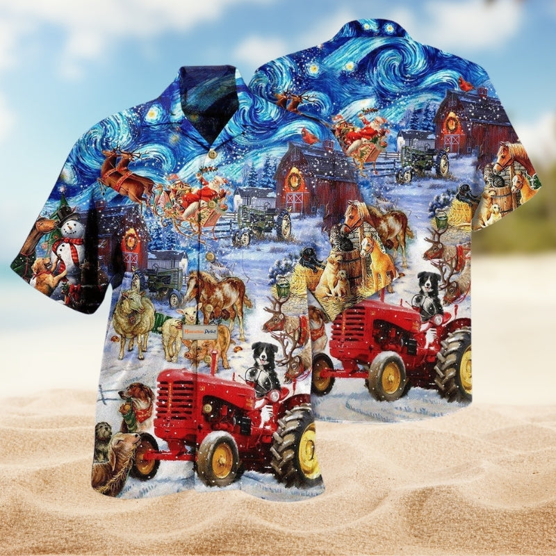 Farmer Merry Christmas Hawaiian Shirt For Vacation Cruise And Relaxed Resort Style
