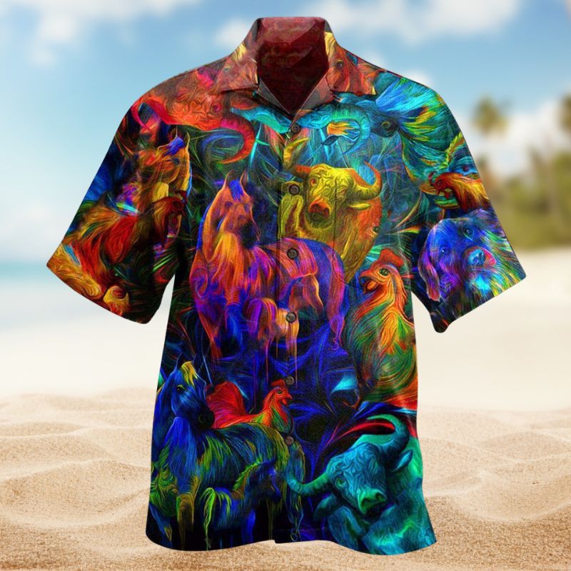 Farmer Proud Hawaiian Shirt For Summer Vacation, Beach Travel, And Casual Wear