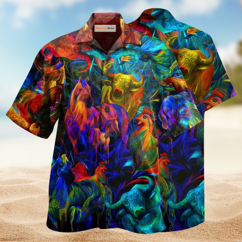 Farmer Proud Hawaiian Shirt For Summer Vacation, Beach Travel, And Casual Wear