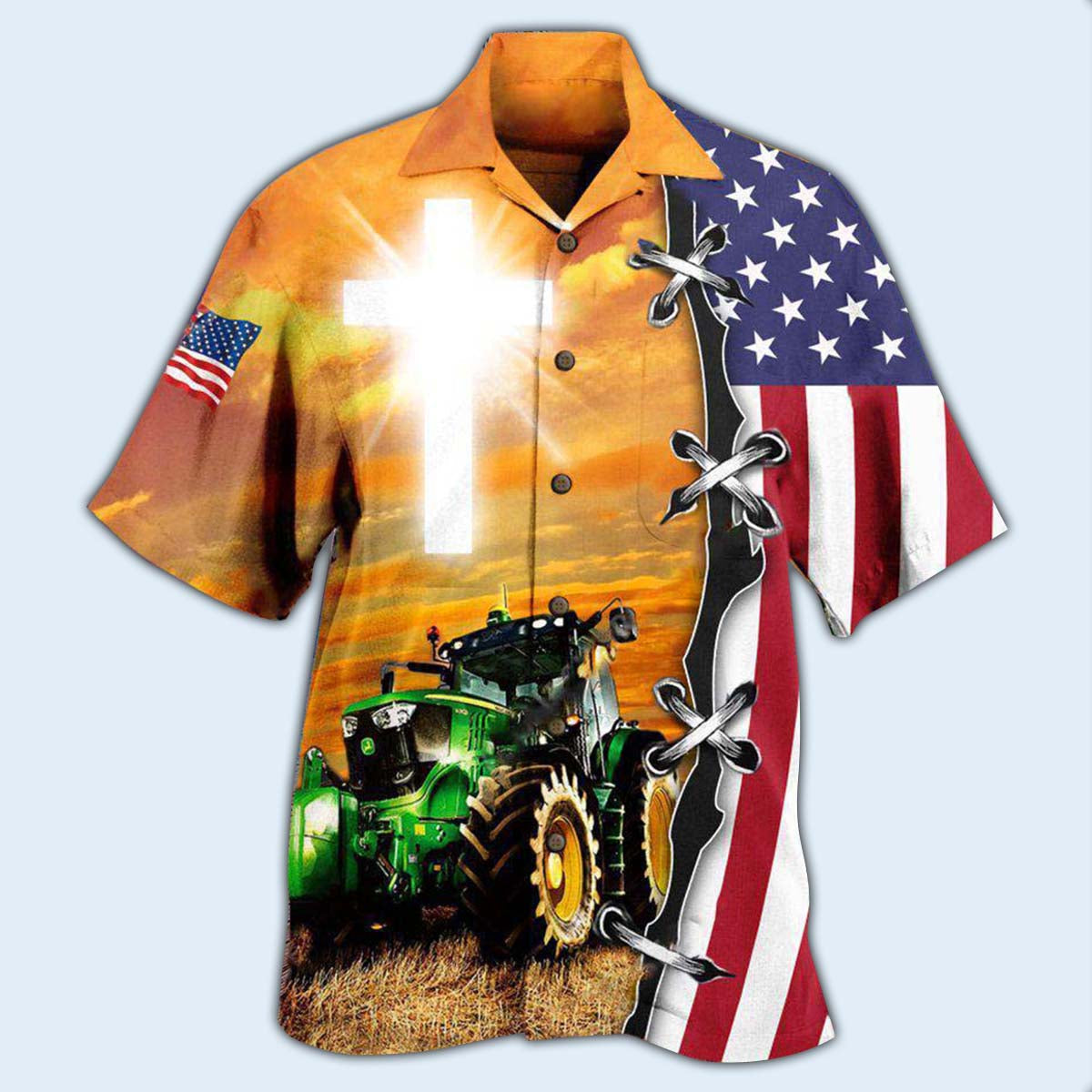 Farm Tractor Hawaiian Shirt With All Over Print For Summer Events Coastal Travel And Comfortable Styling