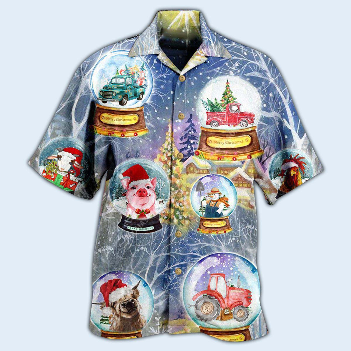 Christmas Playful Farm Life Hawaiian Shirt With All Over Print For Tropical Escapes Resort Wear And Outdoor Celebrations