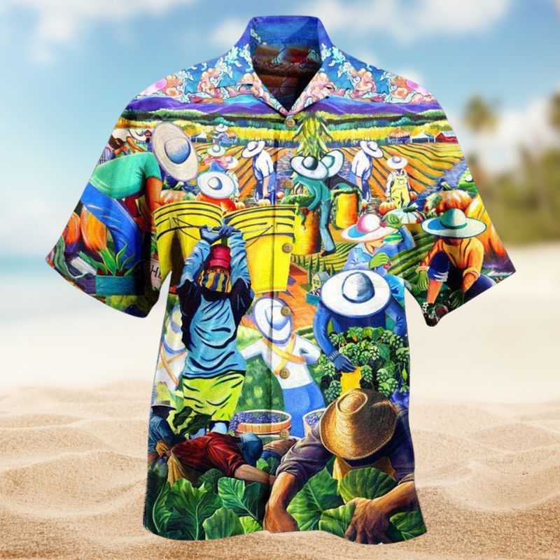 Farmers On The Field Hawaiian Shirt For Island Getaways Beach Parties And Comfortable Vacation Style