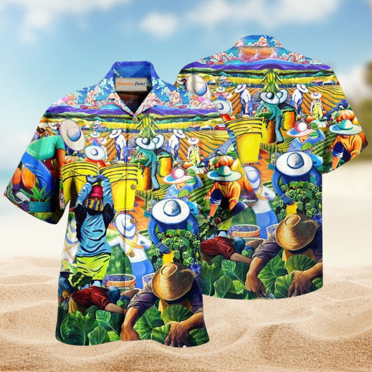 Farmers On The Field Hawaiian Shirt For Island Getaways Beach Parties And Comfortable Vacation Style