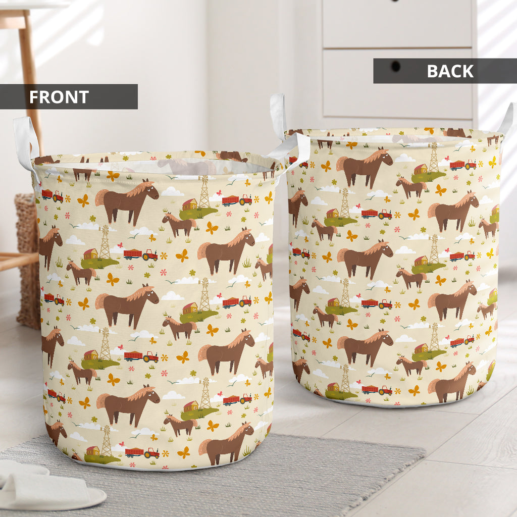 Horse Love My Farm Laundry Basket For Room Home Organizer