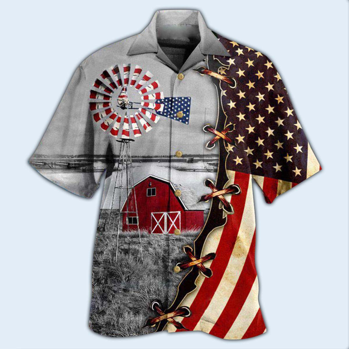 Patriotic Farm Life Hawaiian Shirt With All Over Print For Warm Weather Adventures Parties And Daily Comfort
