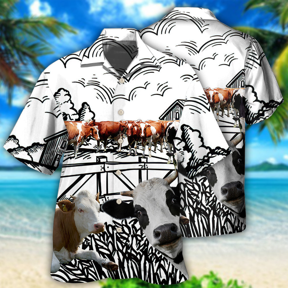 Creative Funny Farm Cow Hawaiian Shirt For Coastal Getaways, Outdoor Gatherings, And Thoughtful Gift Giving