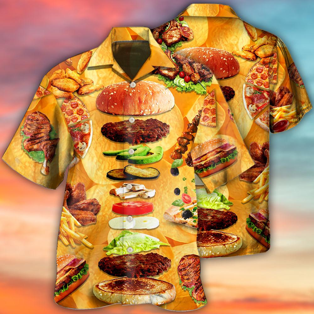 Food Delicious Fast Hawaiian Shirt Pattern Detail For Vacation Travel And Daily Wear