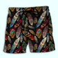 Colorful Native Feather Artistic Beach Shorts Artwork Detail For Tropical Travel And Everyday Wear