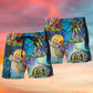 Hippie Colorful Nature Beach Shorts Pattern View For Coastal Holidays And Casual Activities