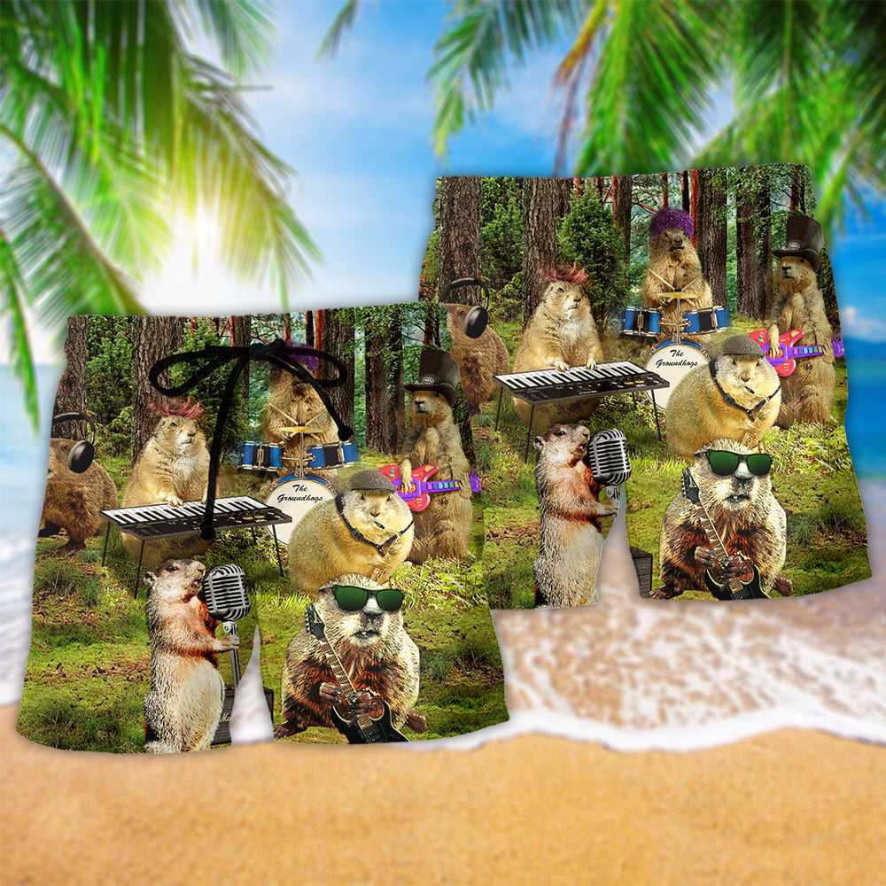 Singing Ferret Animal Beach Shorts Pattern Detail For Cruise Vacations And Comfortable Daily Wear