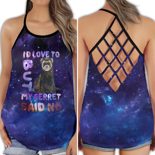 Ferret Cute Artistic Hollow Tank Top For Yoga Workouts And Casual Wear