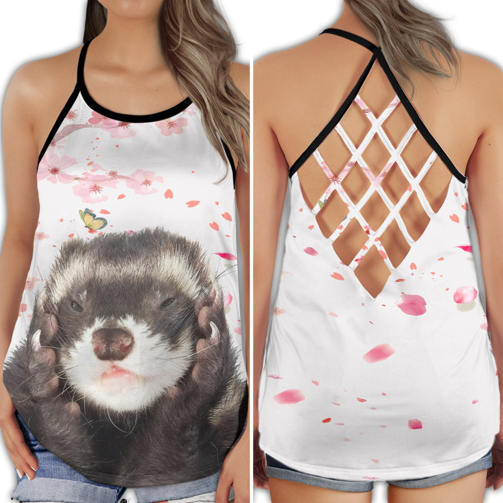 Ferret Rose Leaf Hollow Tank Top For Yoga Practice And Summer Outings