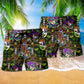 Festival Happy Mardi Gras Hawaiian Print Beach Shorts For Summer Vacation And Coastal Travel