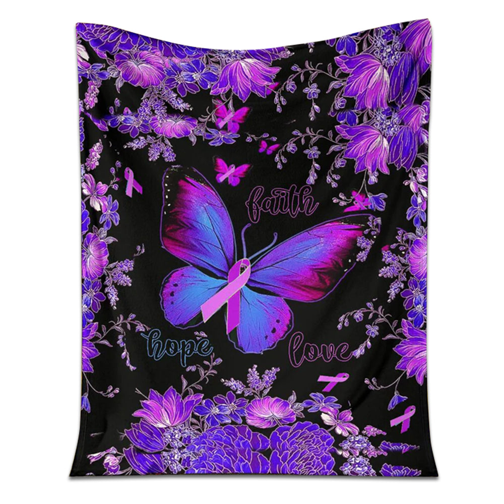 Fibromyalgia Awareness Butterfly Flannel Blanket For Cozy Bedroom Sofa Decor
