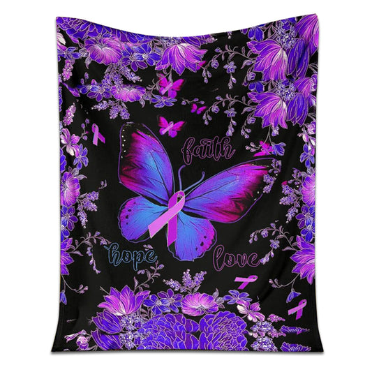 Fibromyalgia Awareness Butterfly Flannel Blanket For Cozy Bedroom Sofa Decor