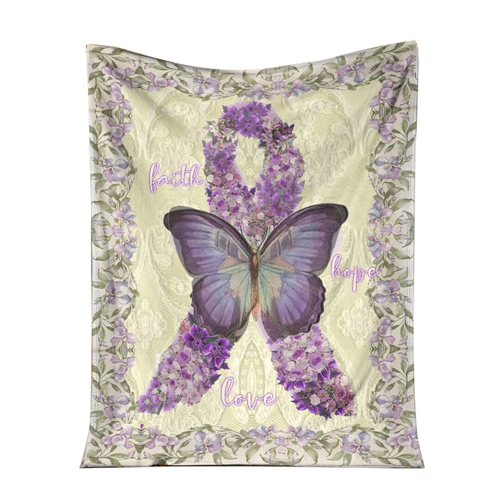 Fibromyalgia Awareness Faith Hope Love Flannel Blanket For Cozy Bedroom Sofa Decor