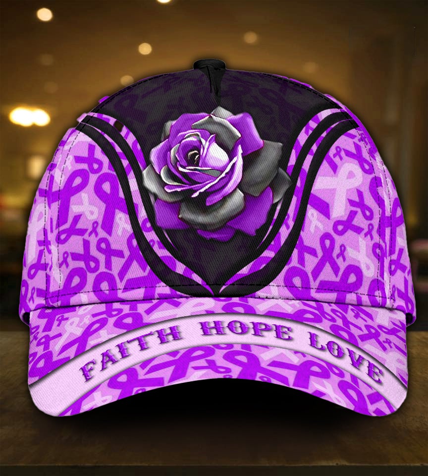 Fibromyalgia Awareness Rose Support Classic Cap For Casual Styling Holiday Travel And Weekend Adventures
