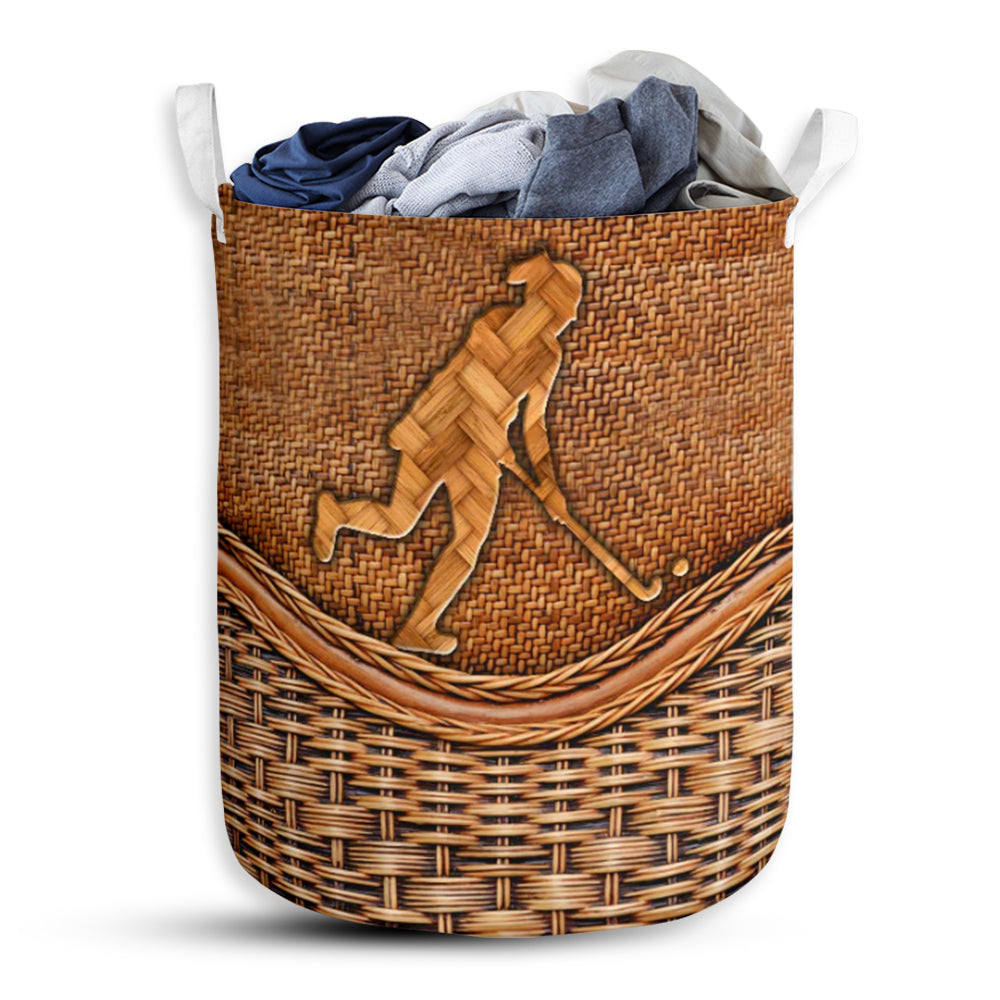 Hockey Field Hockey Rattan Texture Laundry Basket For Bathroom Bedroom Storage