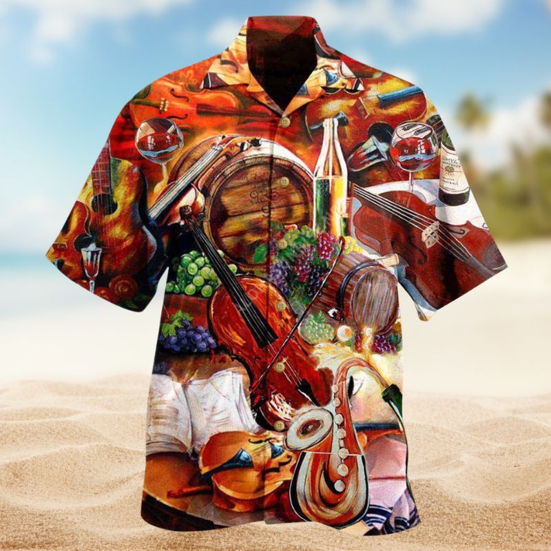 Fill The Cup Of Silence With Violin Melody Hawaiian Shirt For Coastal Vacations Live Music Fans And Everyday Wear