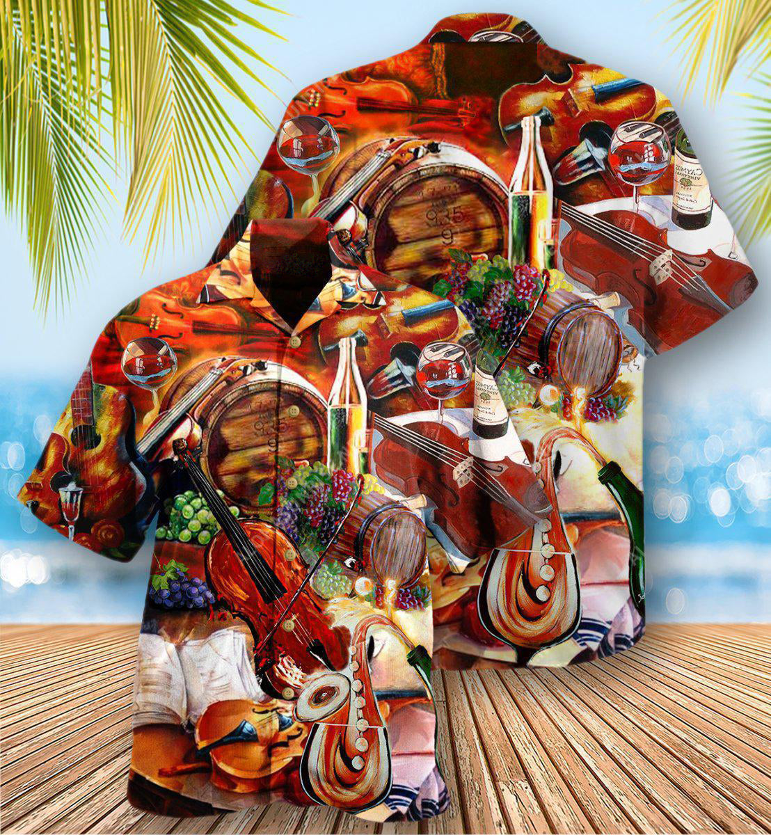Violin Fill Cup Silence Melody Hawaiian Shirt Design View For Casual Summer Styling